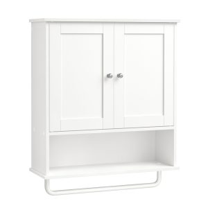 VASAGLE Siren Collection - Hanging Bathroom Cabinet with Towel Rod