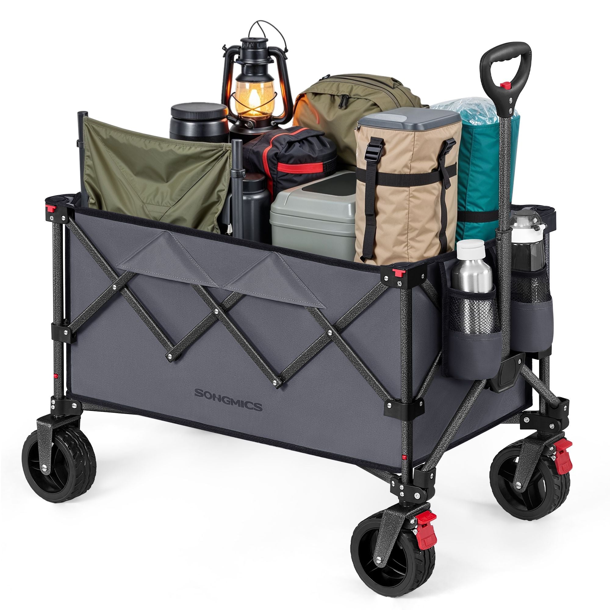 SONGMICS Folding Wagon. Camping Wagon Collaspible with Handle. 40 Gallons. Holds up to 330 lb. 4 Removable Wheels. Utility Garden Cart for Outdoor. Space-Saving - Image 2