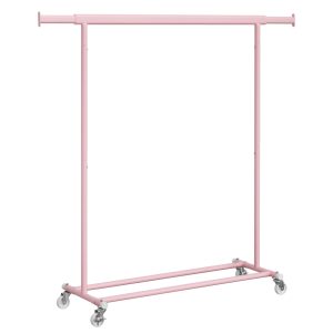 SONGMICS Clothes Rack with Wheels. Heavy-Duty Clothing Rack for Hanging Clothes. Portable Garment Rack. with Extendable Hanging Rail. 220 lb Load Capacity