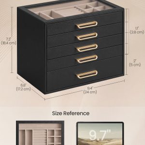 SONGMICS 5-Layer Jewelry Box with Glass Window