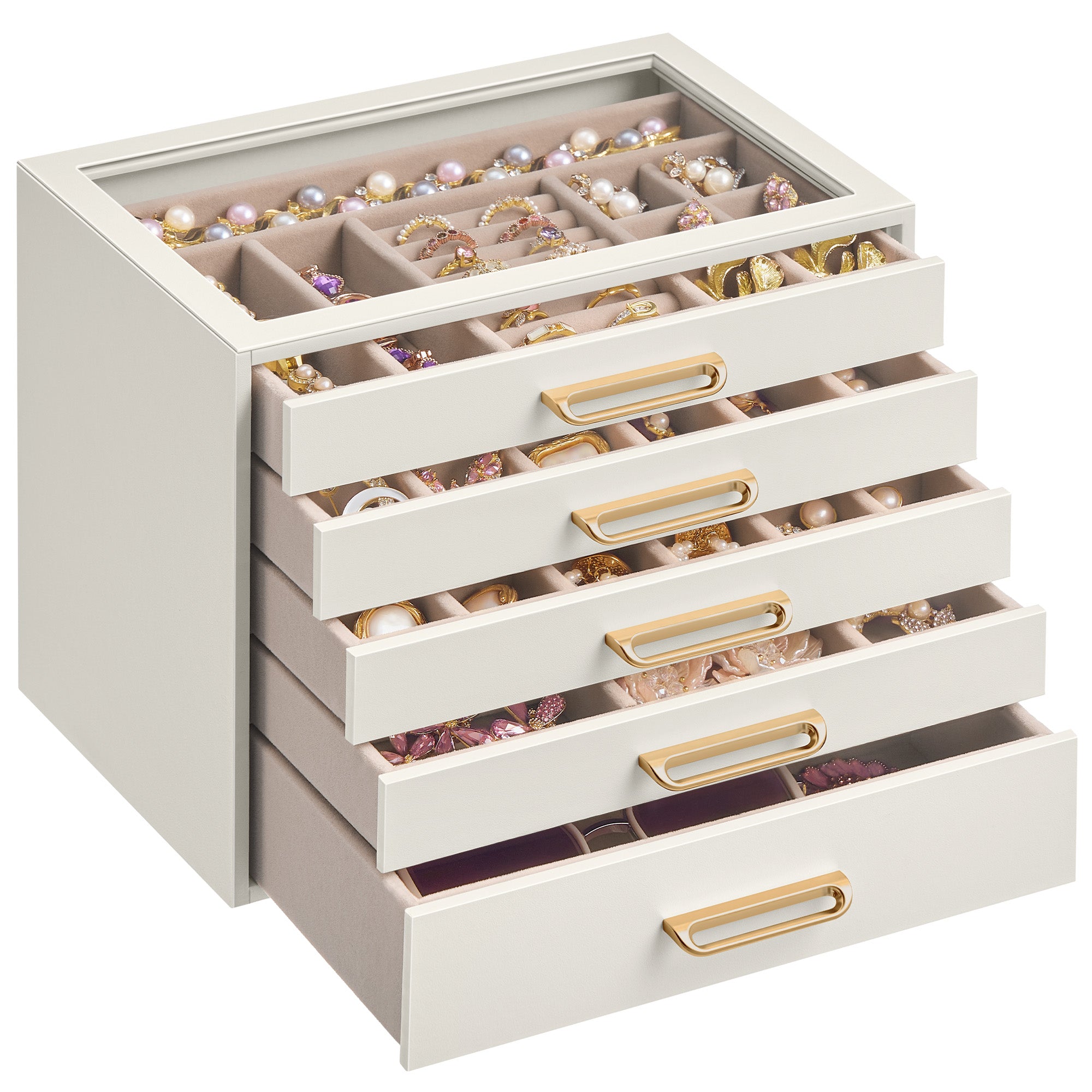 SONGMICS 5-Layer Jewelry Box with Glass Window - Image 2