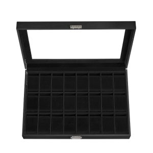 SONGMICS 24-Slot Watch Box. Watch Organizer with Glass Lid 1-Tier Display case. PU Leather. 17.1 x 11.5 x 3.1 Inches. Gift Idea