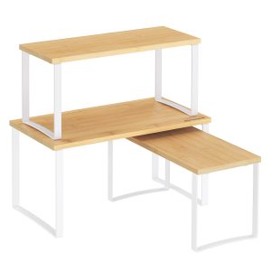 SONGMICS Cabinet Organizer Shelf. Set of 3 Kitchen Counter Shelves