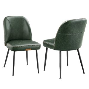 Synthetic leather dining chair with storage pocket