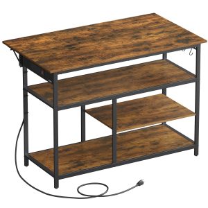 Rolling kitchen island with drop leaf and power outlet