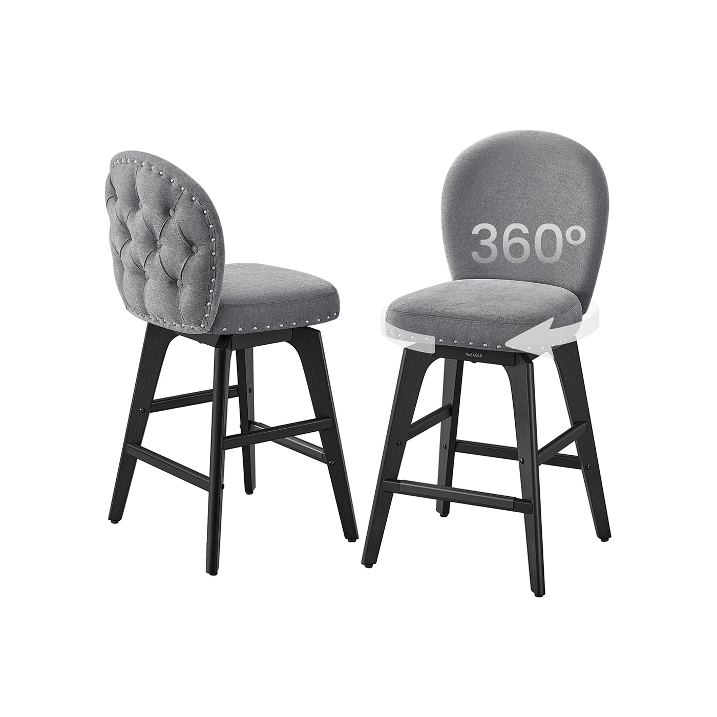 Bar Stools Set of 2 with Chenille Fabric