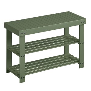 SONGMICS Shoe Rack Bench. 3-Tier Bamboo Shoe Storage Organizer