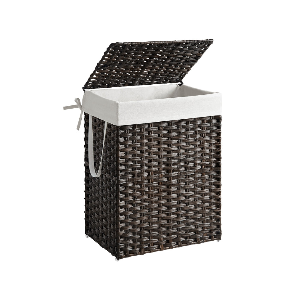 Handwoven Laundry Basket with Lid - Image 2