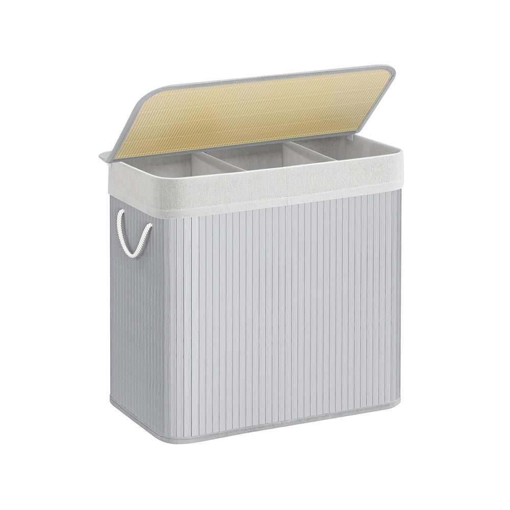 3-Section Foldable Laundry Basket with Lid 150L
