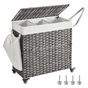 Handwoven Laundry Basket with Wheels