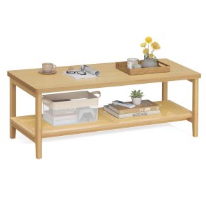 VASAGLE 2-Tier Coffee Table for Living Room. Rectangular Living Room Table