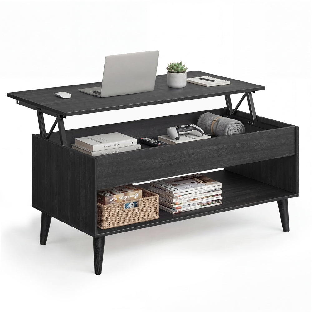 Lift top coffee table with hidden storage for living room