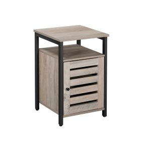 Industrial Rustic Brown End Table with Cabinet