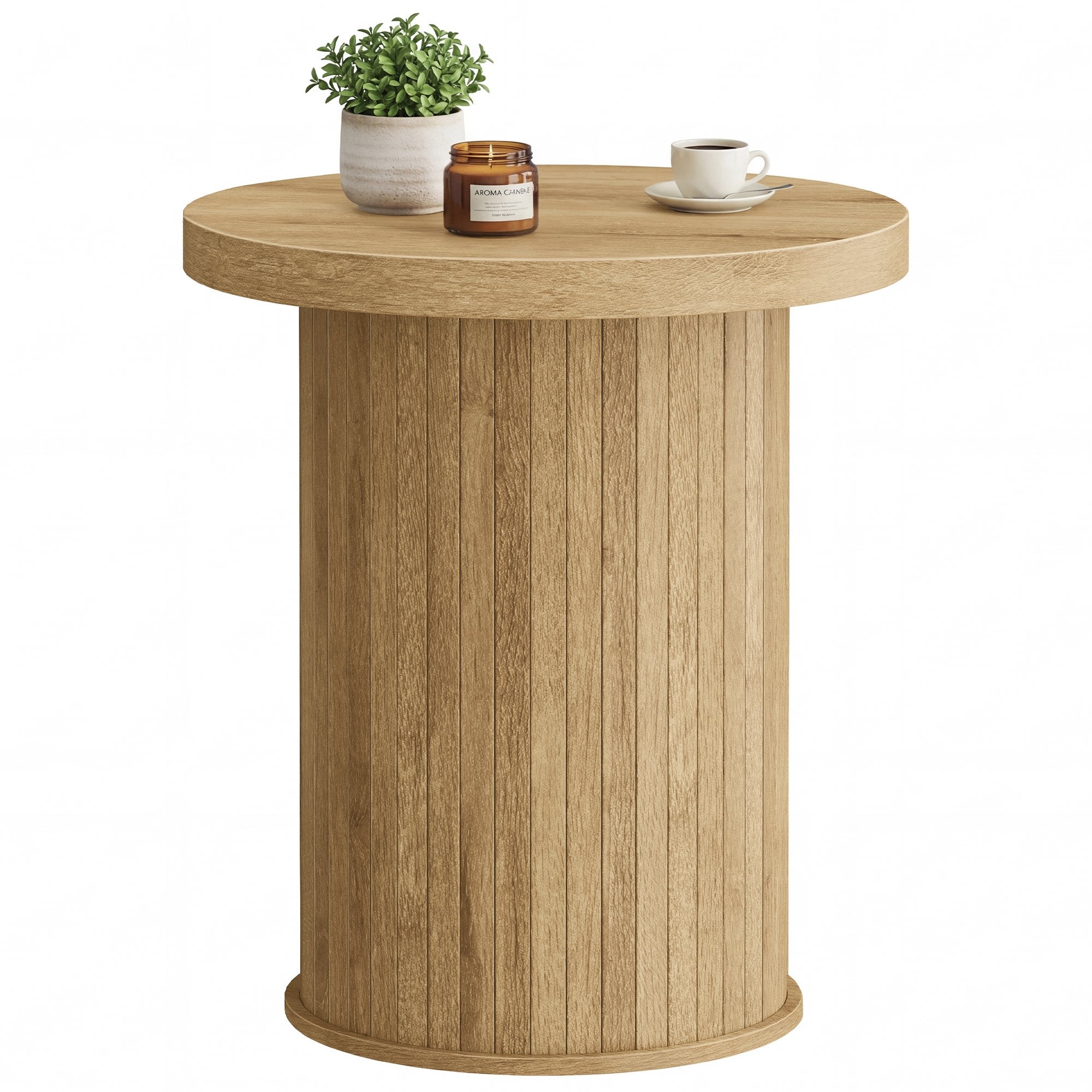 Round Side Table Mid Century Modern Nightstand for Small Spaces. Living Room. Bedroom. Home Office