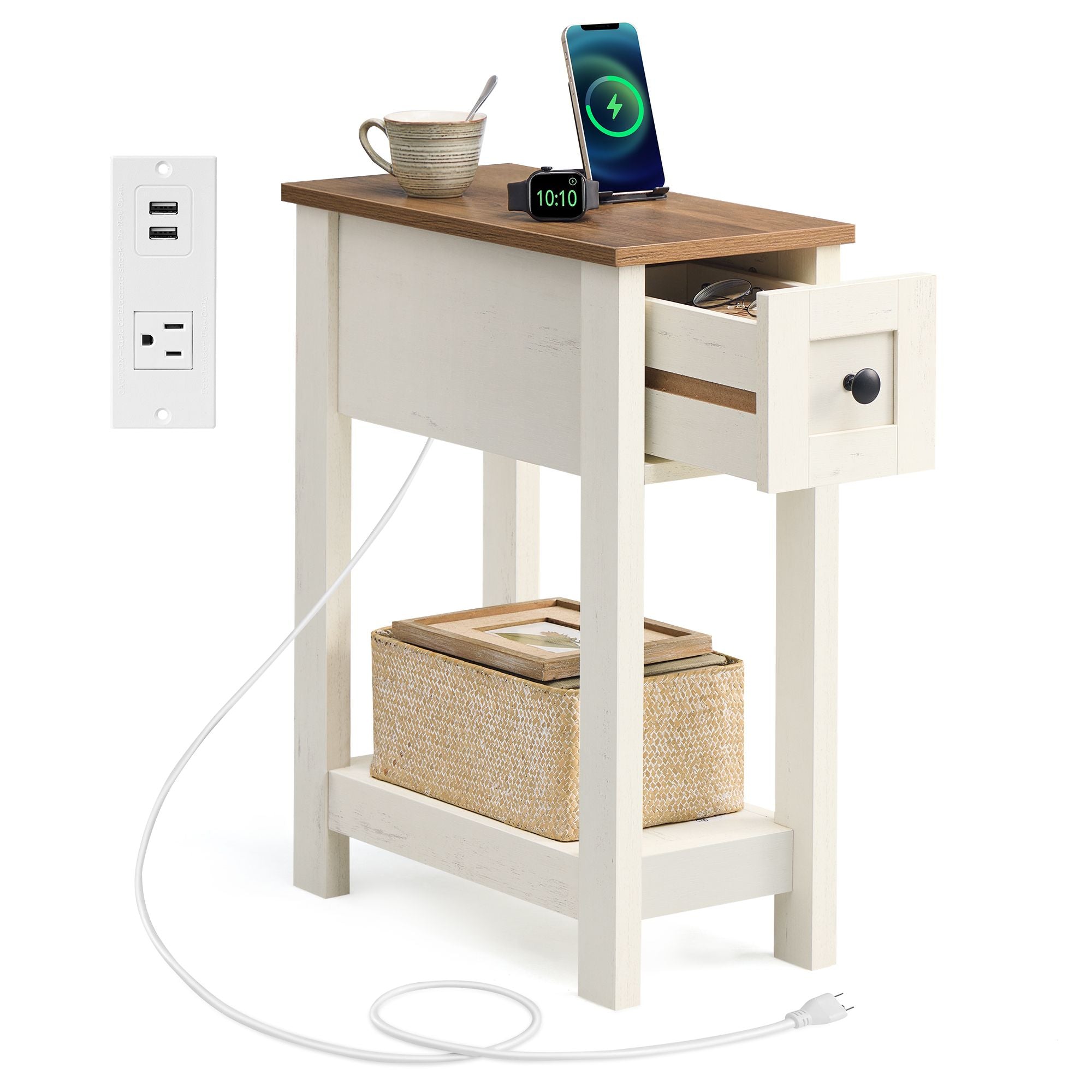 Farmhouse End Table with Storage Drawer