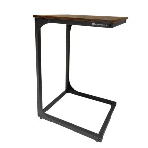 C-Shaped End Table with Metal Frame