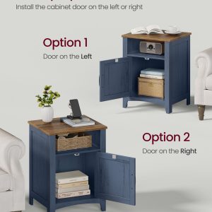 VASAGLE LIRY Collection - Farmhouse Nightstand with Barn Door