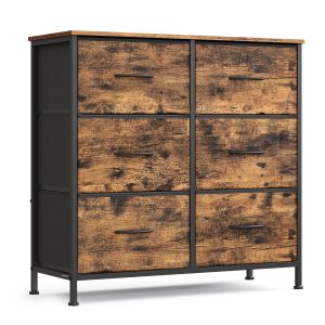 Tall Fabric Bedroom Storage Organizer with 6 Drawers