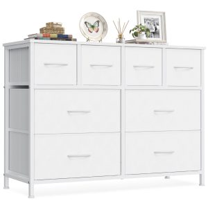 SONGMICS Dresser for Bedroom. Chest of Drawers with 8 Fabric Drawers