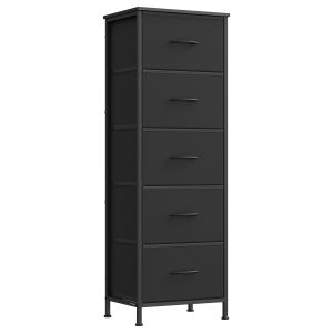 SONGMICS Dresser for Bedroom. Chest of Drawers with 5 Fabric Drawers. Storage Organizer Unit