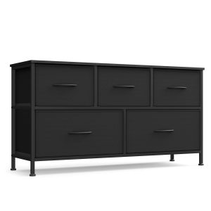 Dresser for Bedroom. Wide Dresser with 5 Fabric Drawers