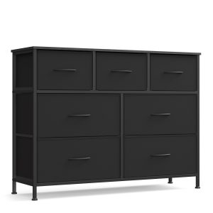 Wide Bedroom Storage Dresser with 7 Fabric Drawers