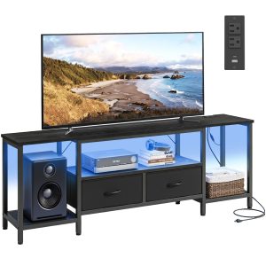 SONGMICS BELLAH Collection - TV Stand with Power Outlets and Lights