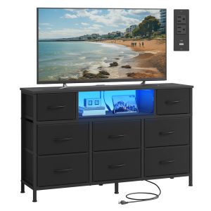 BELLAH Collection - Dresser for Bedroom with Outlets and LED Lights. TV Stand for TVs Up to 55 Inches