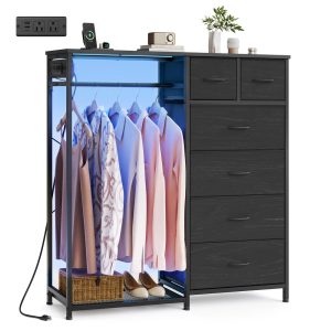 3-in-1 Closet Organizer with LED Lights and Charging Station