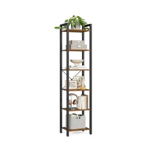 Narrow Bookcase with Steel Frame