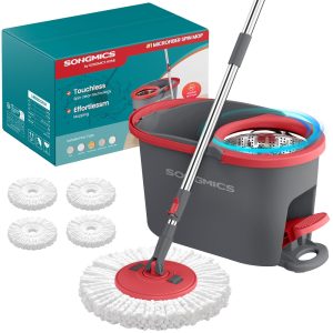 360° Spin Mop & Bucket Set with Foot Pedal Wringer and Reusable Microfiber Pads