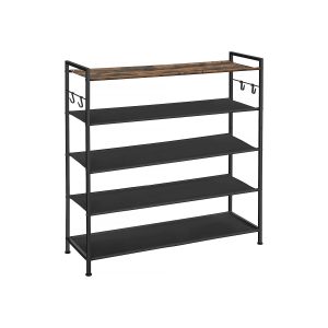 5-Tier Shoe Rack with 4 Hooks