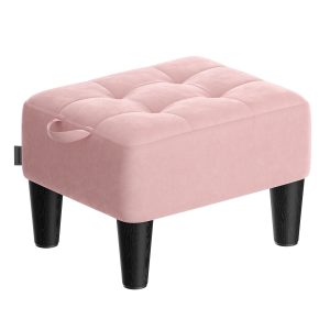 SONGMICS Storage Ottoman. Small Footstool Bench. Velvet Seat with Thick Cushion. for Bedroom. Living Room. Entryway. 150 kg Weight Capacity