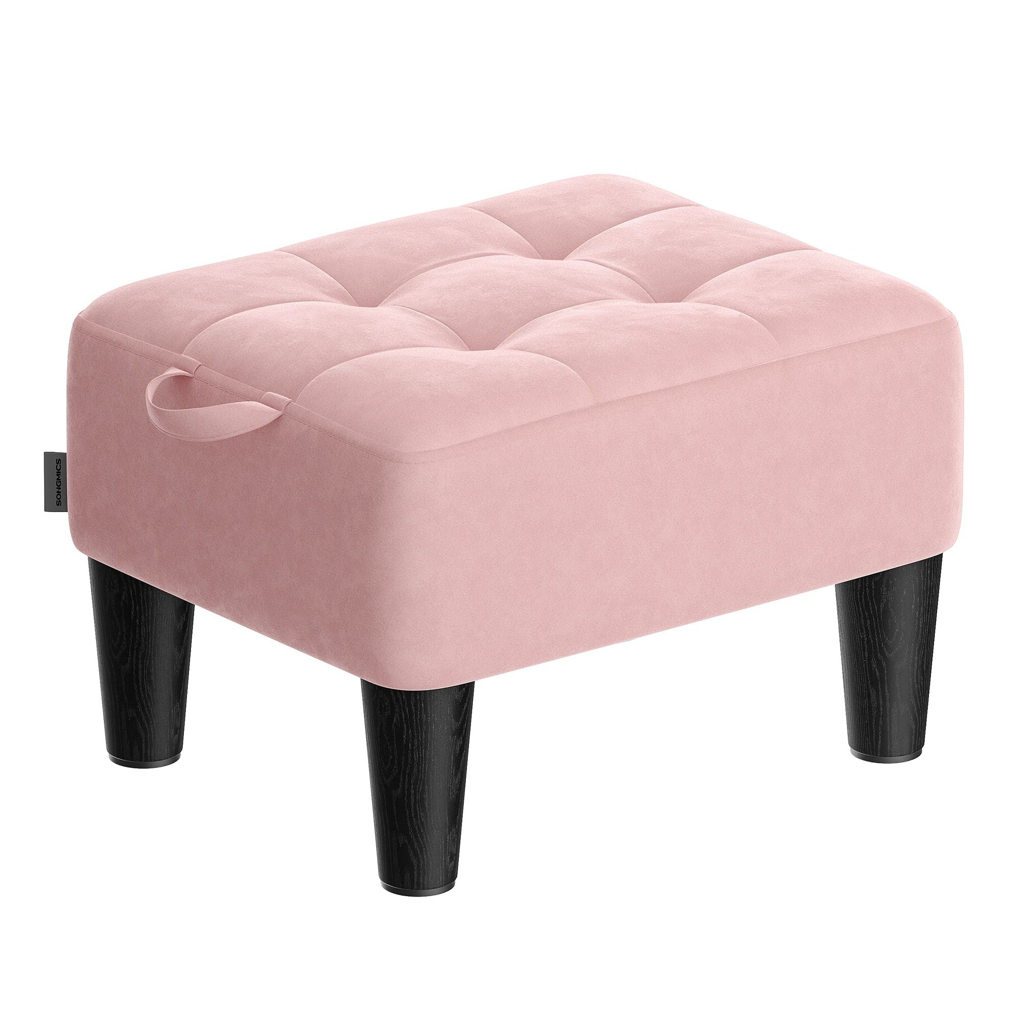SONGMICS Storage Ottoman. Small Footstool Bench. Velvet Seat with Thick Cushion. for Bedroom. Living Room. Entryway. 150 kg Weight Capacity