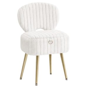 Small Vanity Chair with Storage & Folding Backrest