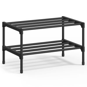 Shoe Rack for Closet. Compact Metal Shoe Organizer Shelf for Entryway