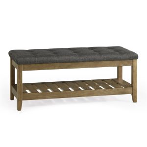 Storage Ottoman with Solid Wood Frame