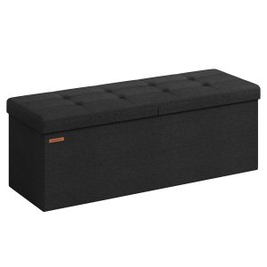 SONGMICS 110 cm Storage Ottoman. Foldable Storage Bench with Flipping Lid. 300 kg Load Capacity. for Entryway. Living Room