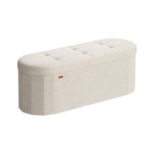 MAZIE Collection - Oval Ottoman Bench with Hidden Storage Space and Velvet Fabric