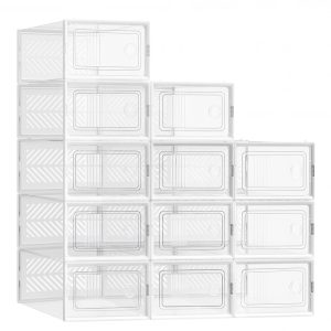 Stackable foldable shoe storage boxes for sneakers