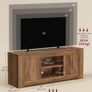 VASAGLE TV Stand. Farmhouse Entertainment Center with Storage Cabinets. Media Console Table for Living Room. Bedroom