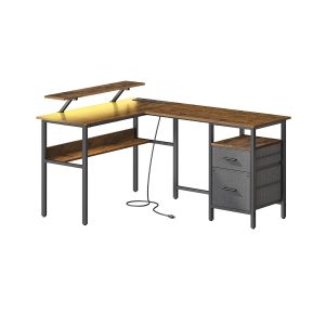 L-Shaped Desk with Power Outlets