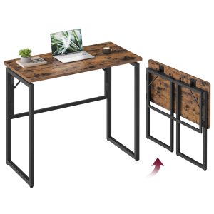 One-Piece foldable computer desk with rounded edges
