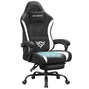 SONGMICS Gaming Chair. Ergonomic Computer Desk Chair with Footrest. Reclining Backrest