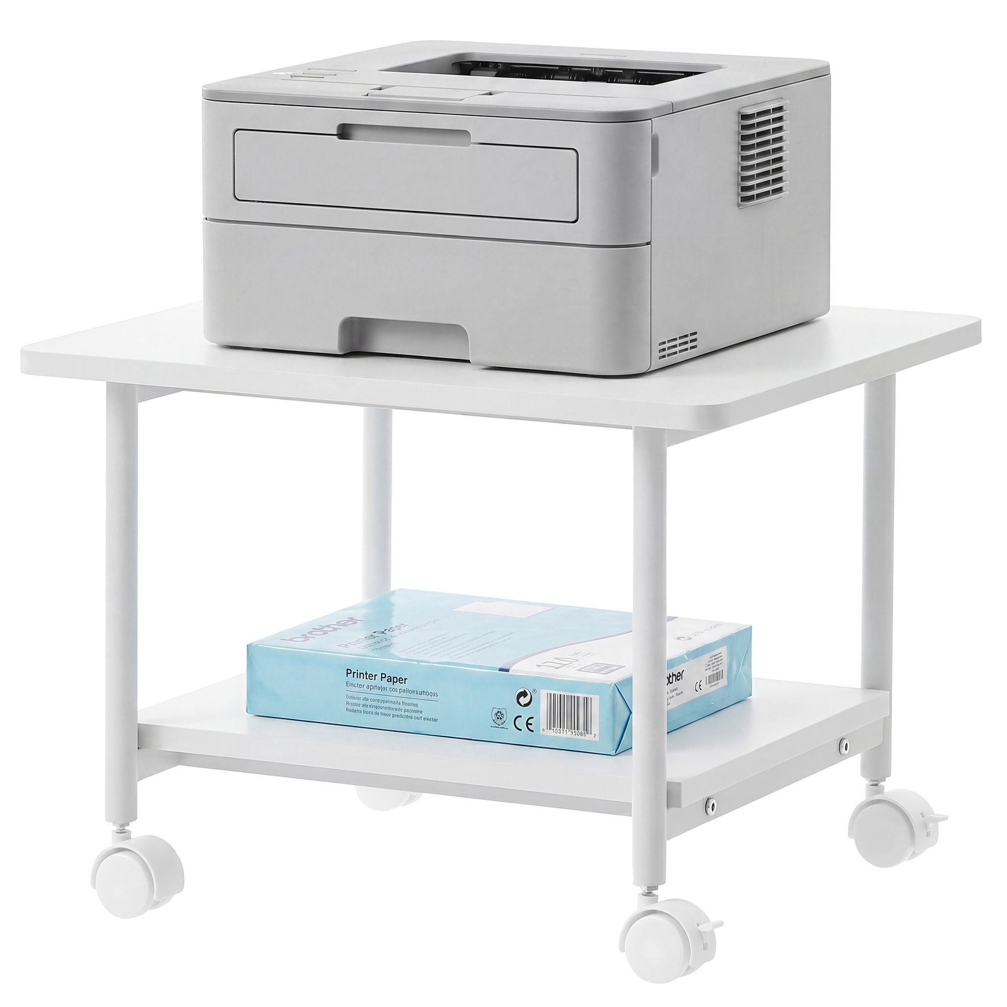 SONGMICS HOME 2-Tier Printer Stand with Locking Wheels. Printer Table | Industrial Under Desk Mobile Cart for Home Office.Storage Shelf - Image 3