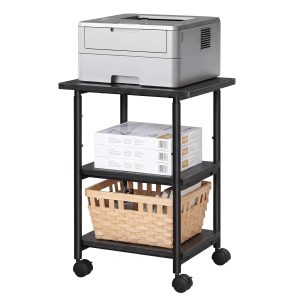 SONGMICS HOME 3-Tier Printer Stand with Locking Wheels. Printer Table | Industrial Under Desk Mobile Cart for Home Office. Storage Shelf