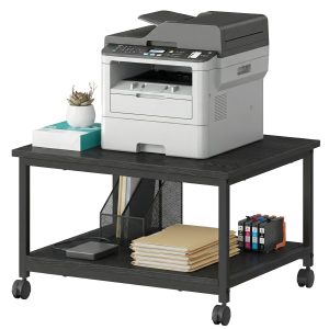 SONGMICS HOME 2-Tier Printer Stand with Locking Wheels. Printer Table | Industrial Under Desk Mobile Cart for Home Office