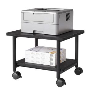 SONGMICS HOME 2-Tier Printer Stand with Locking Wheels. Printer Table | Industrial Under Desk Mobile Cart for Home Office.Storage Shelf