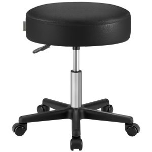SONGMICS Rolling Stool. Adjustable Swivel Stools Chair. PU Leather