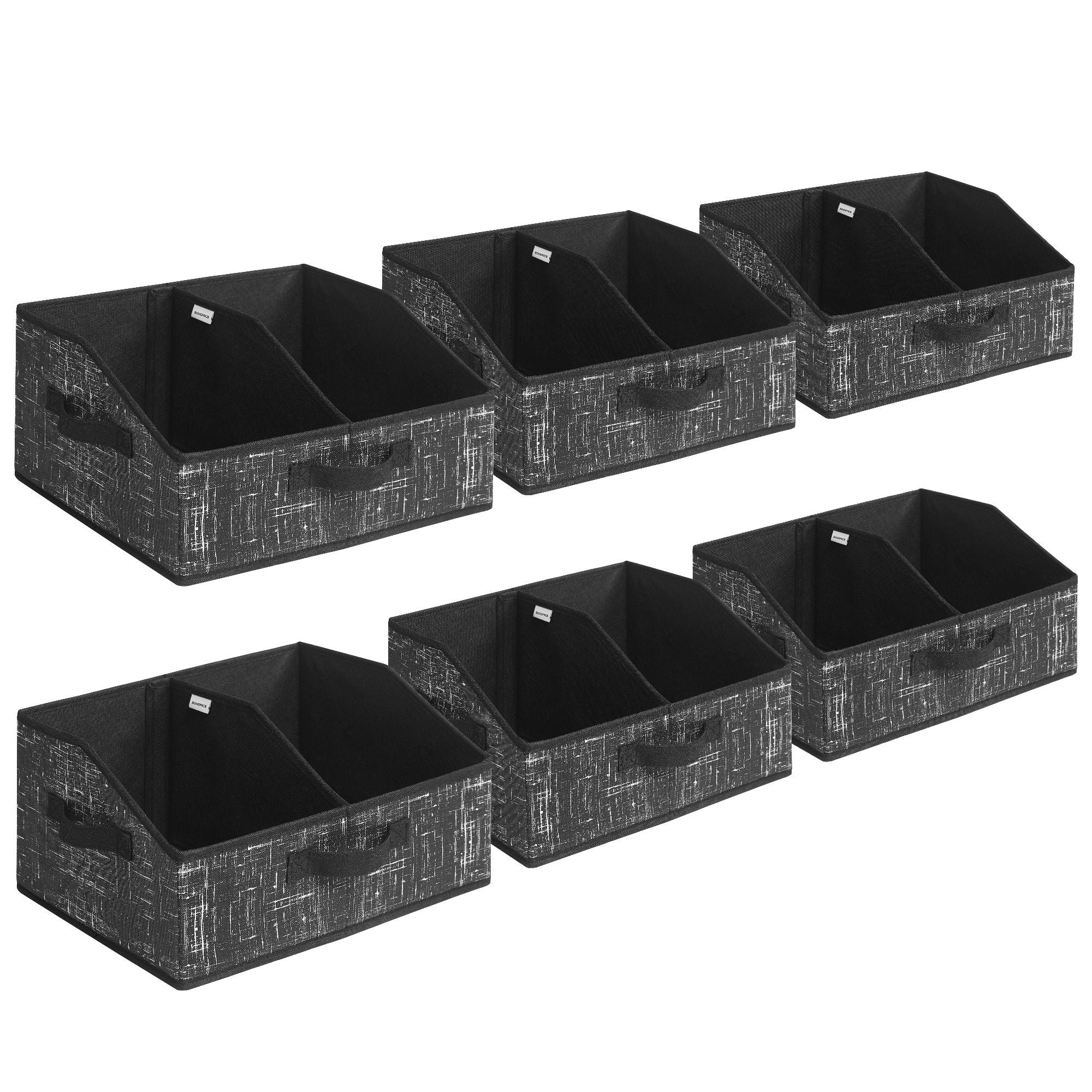 SONGMICS Set of 6 Storage Baskets. Foldable Storage Bins. Fabric Boxes. 15.7 x 11.8 x 7.9 Inches. Closet Storage Organizers. 3 Handles. for Bedroom. Living Room - Image 2